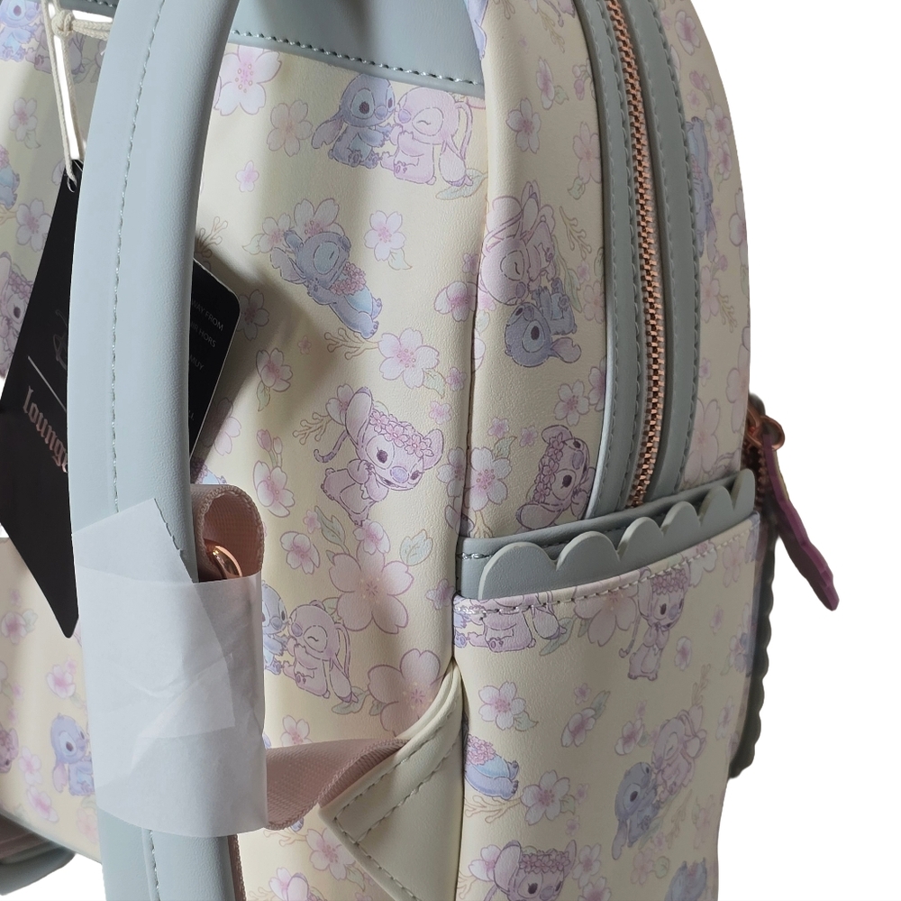 Loungefly Disney Stitch Cherry Blossom Mini Backpack NWT Pastel Floral - Picture 4 of 9